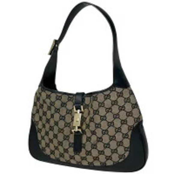 Gucci Handbags - Gucci Jackie Shoulder Bag Handbag GG Canvas Beige Black